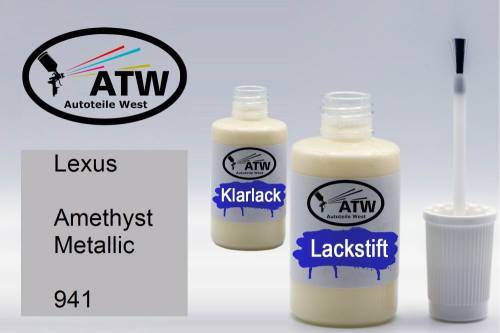 Lexus, Amethyst Metallic, 941: 20ml Lackstift + 20ml Klarlack - Set, von ATW Autoteile West.